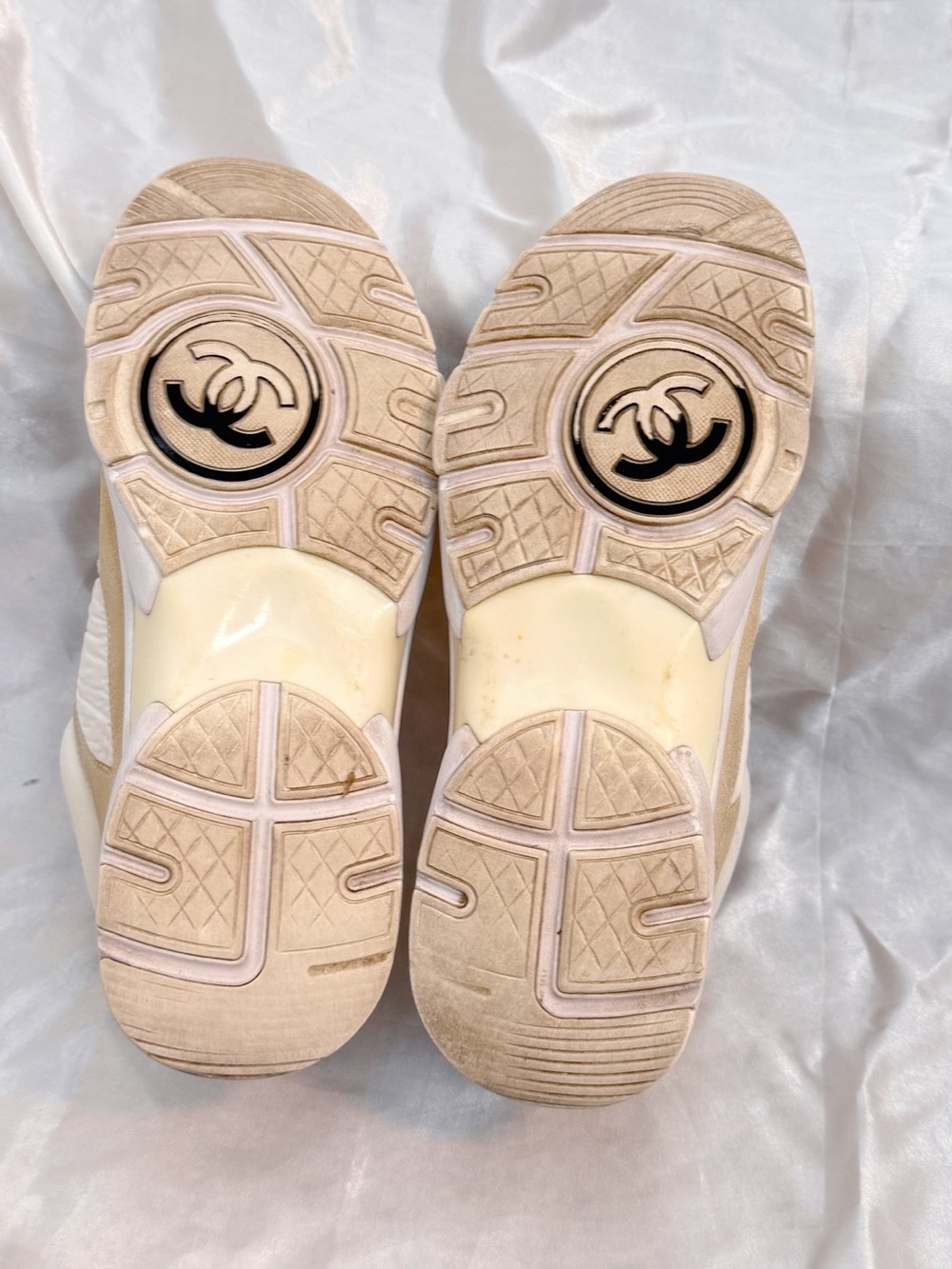 Chanel Beige & White Suede Leather Sneakers - Picture 8 of 8